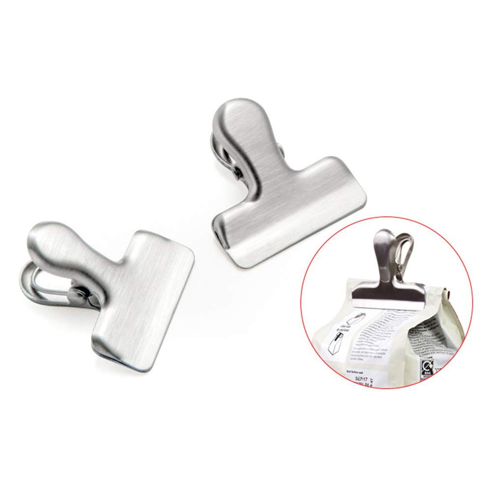 10 pcs Stainless Steel Chip Bag Clips, CNYMANY 3 Sizes 4.7" 3" 1.6" Heavy Duty Air Tight Seal Grip Coffee Food Bag Clamps for Office Kitchen Home Use