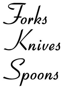 forks knives spoons 1.5|2" tall labels | kitchen pantry organization | die cut vinyl decals | black retro font (stickers only)