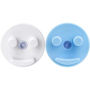 omoojee sponge holder for kitchen sink and bathroom, 2 pack, sponge organizer with suction cup, sponges not included(patent registering) (blue+white)