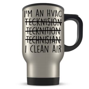 hvac travel mug - funny hvac technician gift for men and women - great for heating and cooling student graduation or profession - best heating, ventilation and air conditioning gag coffee cup idea