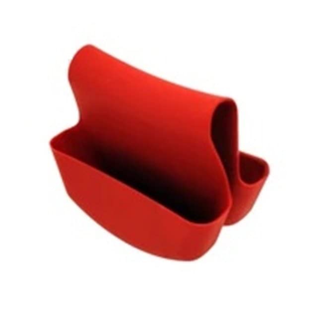 Handy Housewares Sink Caddy Saddle Flexible Sponge Holder - Fits Any Standard Double Kitchen Sink - Red