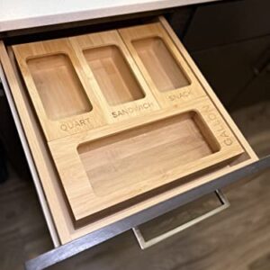 Ziplock Bag Storage Organizer (Natural Wood)