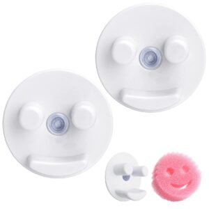 fercla 2pack sponge holder,storage suction cup installation,sink caddy,compatible smiley round sponges organizer for kitchen/bathroom sink- no sponges included