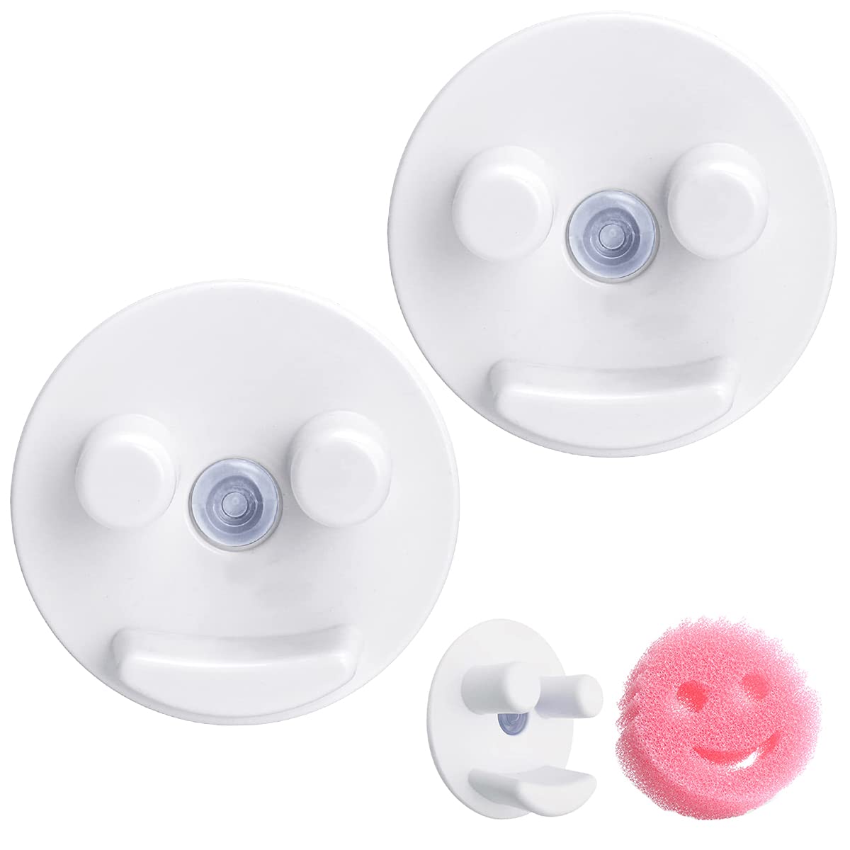 FERCLA 2Pack Sponge Holder,Storage Suction Cup Installation,Sink Caddy,Compatible Smiley Round Sponges Organizer for Kitchen/Bathroom Sink- No Sponges Included