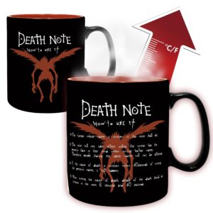 abystyle death note anime and manga ceramic coffee and tea mugs perfect for hot or cold beverages (light and ryuk heat-change 16 oz.)