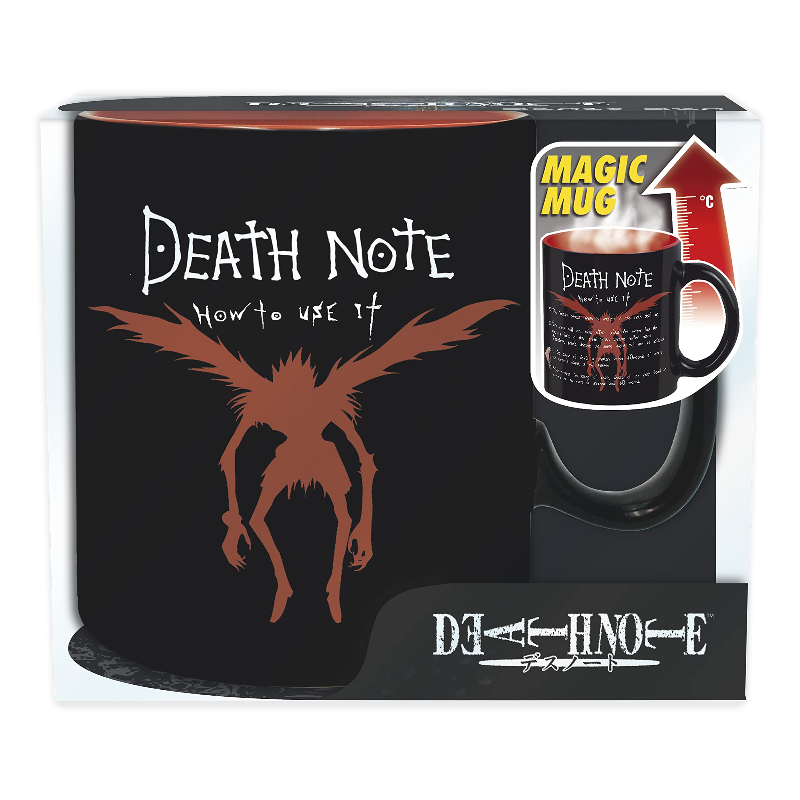 ABYSTYLE Death Note Anime and Manga Ceramic Coffee and Tea Mugs Perfect for Hot or Cold Beverages (Light and Ryuk Heat-change 16 oz.)