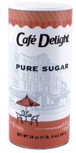 cafe delight granulated sugar canister, 20 oz (pack of 6)