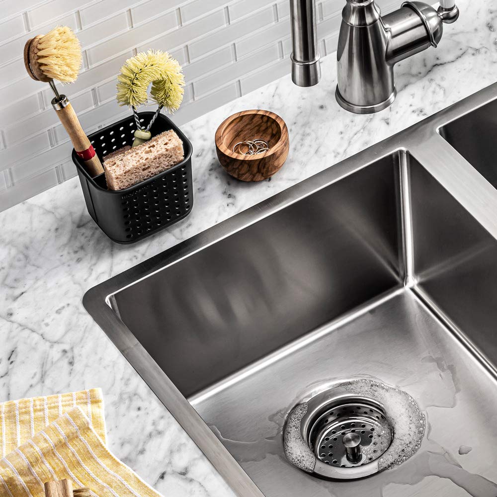 madesmart Elevated Station-SINKWARE Collection All-in-One Sink Storage, Ventilation Holes Promote Drying, Detachable Draining Base, BPA-Free, Small, Carbon