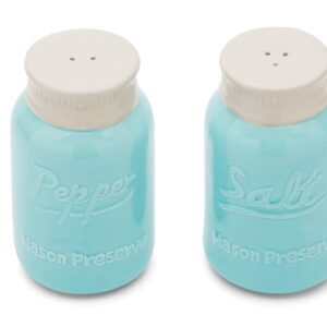 Fox Run Ceramic Mason Jar S&P Shakers, Salt and Pepper, Blue