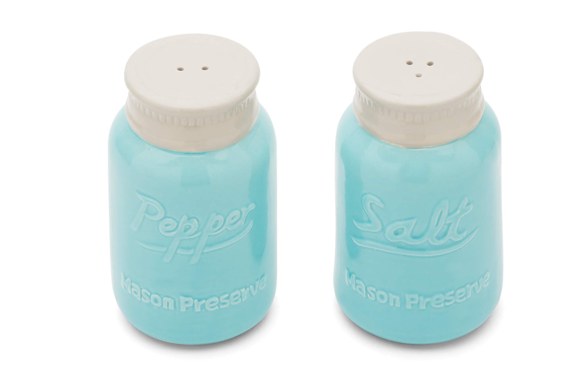 Fox Run Ceramic Mason Jar S&P Shakers, Salt and Pepper, Blue