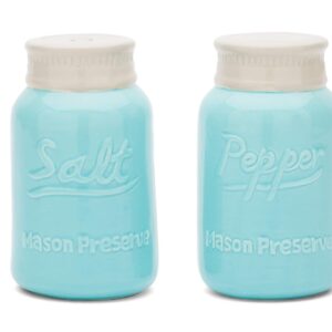 Fox Run Ceramic Mason Jar S&P Shakers, Salt and Pepper, Blue