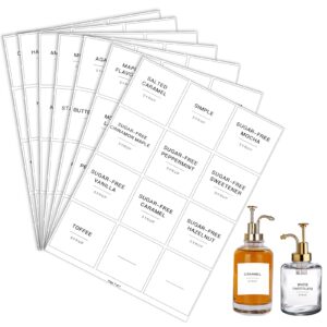 84 pieces pantry labels,coffee syrup labels,waterproof labels white minimalist labels preprinted self-adhesive labels kitchen labels for storage bins coffee station syrup dispenser labels blank labels