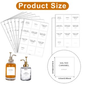 84 Pieces Pantry Labels,Coffee Syrup Labels,Waterproof Labels White Minimalist Labels Preprinted Self-Adhesive Labels Kitchen Labels for Storage Bins Coffee Station Syrup Dispenser Labels Blank Labels