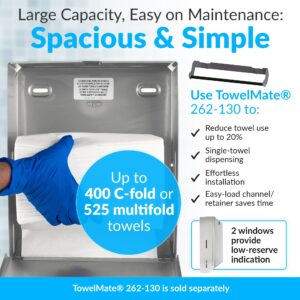 Bobrick B-262 Surface Mounted Paper Towel Dispenser - Stainless Steel Commercial Bathroom Towel Dispenser with Tumbler Lock 400 C-Fold or 525 Multifold Capacity