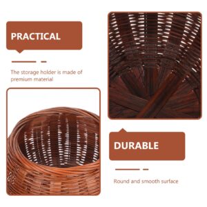 DOITOOL Rattan Boxes with Lid Woven Egg Basket Wicker Tray Pumpkin Shape Rattan Storage Basket Box Storage Bin Desktop Makeup Organizer for Shelf Home Bathroom Decor L