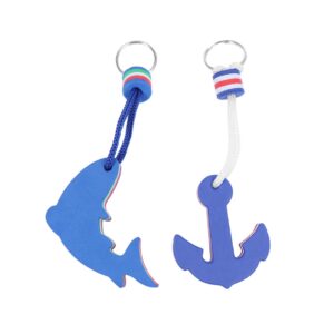 vosarea 2 pack floating key chain boat keychain float buoy boating accessory dolphin anchor floating keyring for boating kayak water sports