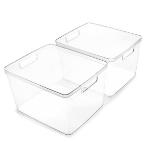 bino | plastic storage bins, large - 8 pack | the lucid collection | multi-use organizer bins | built-in handles | bpa-free | pantry organization | home organization | fridge organizer | freezer org