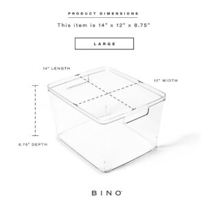 BINO | Plastic Storage Bins, Large - 8 Pack | THE LUCID COLLECTION | Multi-Use Organizer Bins | Built-In Handles | BPA-Free | Pantry Organization | Home Organization | Fridge Organizer | Freezer Org