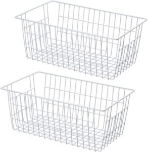 blitzlabs wire storage basket freezer organizer bins refrigerator organization storage baskets with handles for pantry, freezer, laundry room, closets, garage, office, bathroom, set of 2
