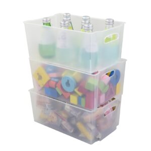 pekky pantry freezer organizer bins stackable storage box, 6 packs, frosted transparent