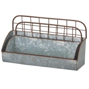 Barnyard Designs Galvanized Metal Rustic Farmhouse Wall Hanging Storage Caddy Holder Organizers, Tin Wall Shelves, Large: 16.5” x 6” x 9.5”, Small: 15.25” x 5” x 8”, Set of 2