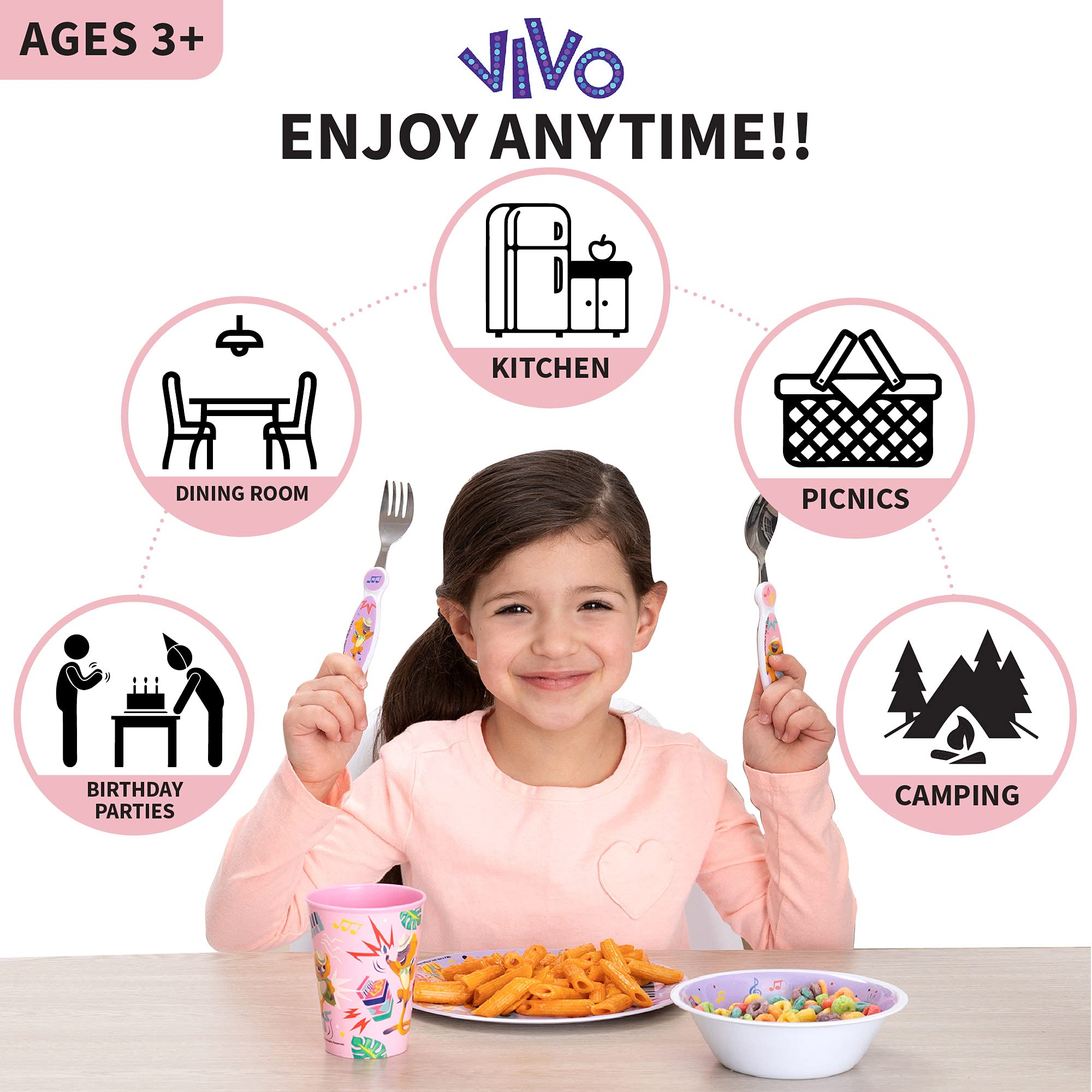 Franco Kids Dinnerware Cartoon Designed Mealtime Kitchen Set, 5 Piece Pack, Sony Vivo