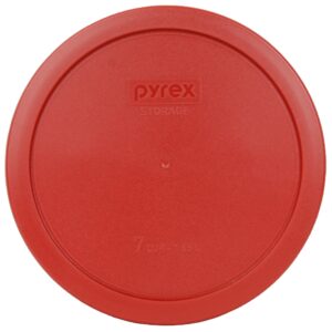 pyrex 7402-pc 6/7 cup poppy red round plastic food storage lid made in the usa