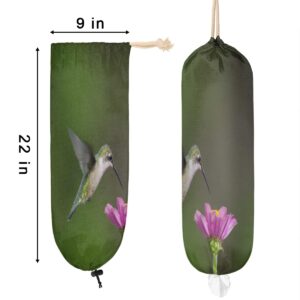 Hummingbirds Prey Plastic Bag Holder Wall Mount Grocery Bag Organizer Holder Hanging Trash Bag Storage Dispenser for Home Kitchen Pantry Door Organization Decor