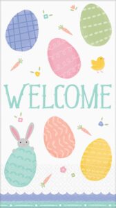 "welcome" pretty pastels easter guest towels, 8" x 4" (16 count) - vibrant & absorbent towels, perfect for festive celebrations