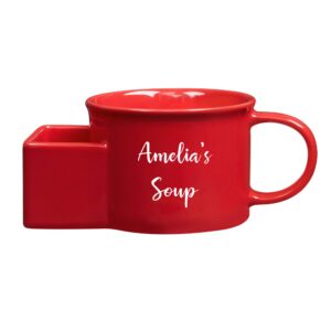 let's make memories personalized dipping time soup bowls- unique ceramic bowls -red stoneware - customize with script message - set of 2