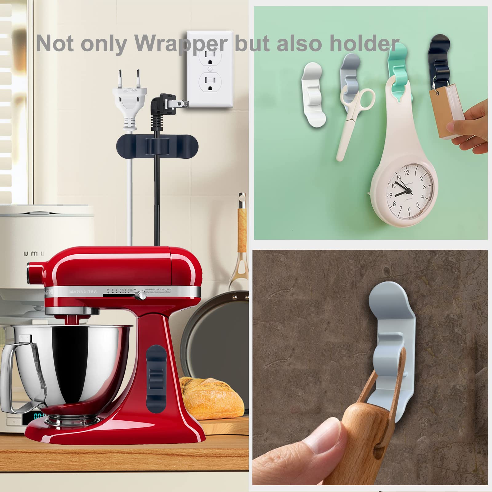 Cord Organizer for Kitchen Appliances Upgraded Adhesive Cord Holder Wrapper Kitchen Gadgets Keeper Cable Organizer Stick On Mixer, Microwave Oven, Coffee Maker, Air Fryer Toaster