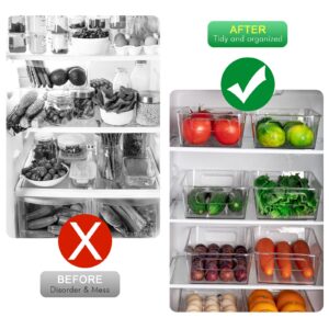 6 pack Refrigerator Organizer Bins sets, Fridge Organizer Bins with Handles for Bathroom, Kitchen Cabinet, Home Organization, Food Grade BPA-free Safety for Storage -Clear Plastic Pantry Storage Rack