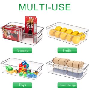 6 pack Refrigerator Organizer Bins sets, Fridge Organizer Bins with Handles for Bathroom, Kitchen Cabinet, Home Organization, Food Grade BPA-free Safety for Storage -Clear Plastic Pantry Storage Rack