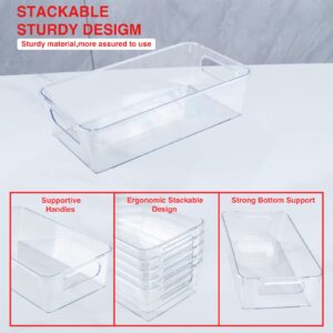 6 pack Refrigerator Organizer Bins sets, Fridge Organizer Bins with Handles for Bathroom, Kitchen Cabinet, Home Organization, Food Grade BPA-free Safety for Storage -Clear Plastic Pantry Storage Rack