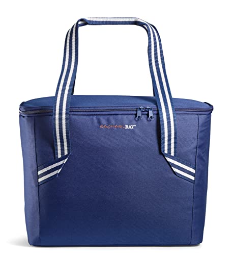 Rachael Ray Field Tote Cooler Bag, Soft Sided Zippered Cooler Tote, Insulated and Leak Proof Grocery Bag, Portable Travel Cooler, Hot or Cold Carrier, Navy