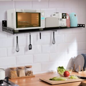 ng nopteg wall-mounted microwave shelf, microwave oven rack stainless steel oven bracket kitchen microwave rack, space saving, sturdy