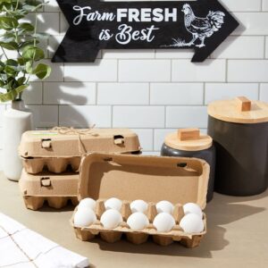 15 Pack Paper Egg Cartons for 10 Chicken Eggs, Reusable Cartons with Labels and Twine