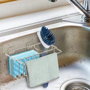 laniphia 3-in-1 sponge holder for kitchen sink, stainless steel adhesive sink caddy, kitchen sink caddy organizer for sponge, brush and sink stopper