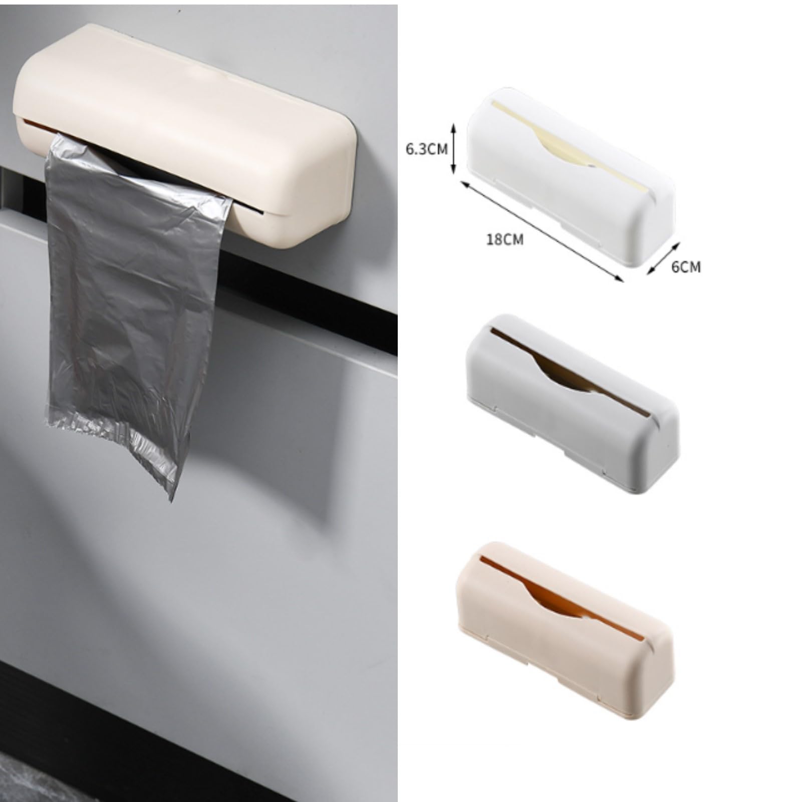 KinAndKen Wall Mounted Trash Bags Holder Storage Box Multi-Purpose Garbage Bag Dispenser Storage Box for Bathroom Kitchen