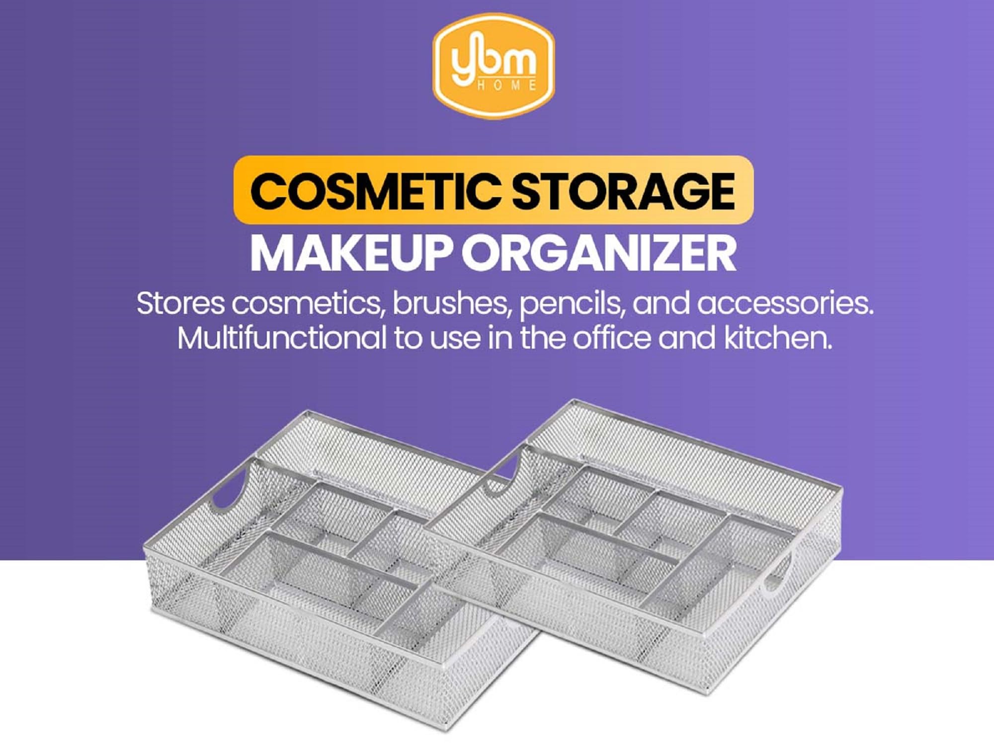 YBM HOME Cosmetic Storage Makeup Organizer Holds Your Cosmetics, Makeup Brushes, Pencils and Accessories, Designed for Vanity Bathroom or Counter Dresser, Stainless Steel Mesh Design 2262