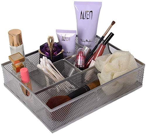 YBM HOME Cosmetic Storage Makeup Organizer Holds Your Cosmetics, Makeup Brushes, Pencils and Accessories, Designed for Vanity Bathroom or Counter Dresser, Stainless Steel Mesh Design 2262