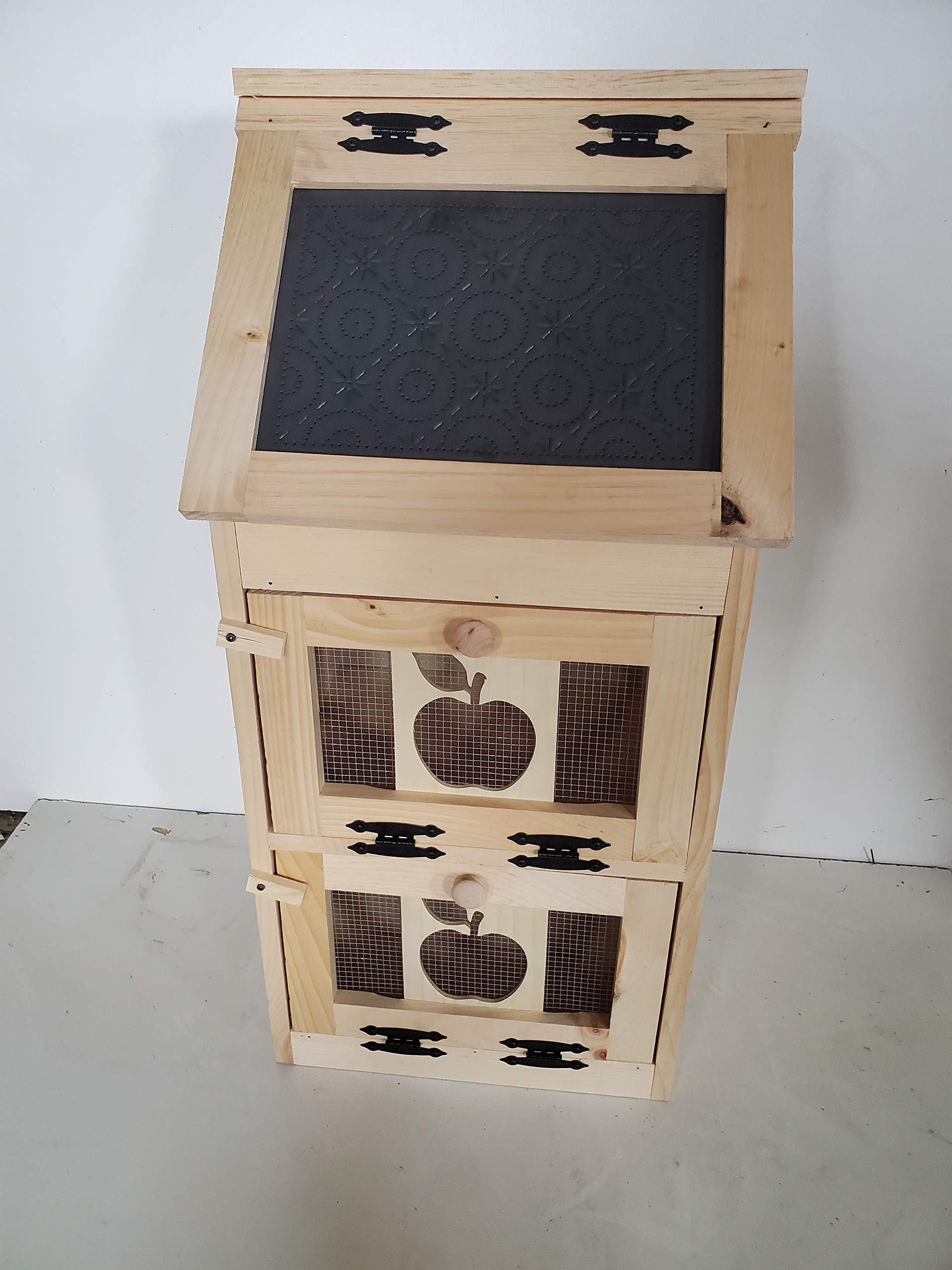 country barn gifts Amish Made Unfinished Pine 2 Door Vegetable Box with Bread Compartment for Kitchen Storage