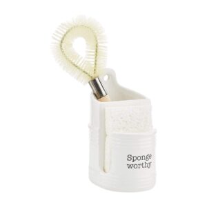 Mud Pie White Ceramic Sponge and Brush Holder Set