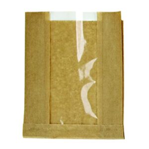 packnwood - 210svis2818 - brown kraft bag with window - kraft sealable bag with window - clear front brown kraft paper - recyclable paper bags - (11.02" l x 7.08" w x 2.75" h) - (case of 1000)