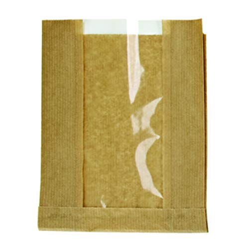 PACKNWOOD - 210SVIS2818 - Brown Kraft Bag with Window - Kraft Sealable Bag with Window - Clear Front Brown Kraft Paper - Recyclable Paper Bags - (11.02" L x 7.08" W x 2.75" H) - (Case of 1000)