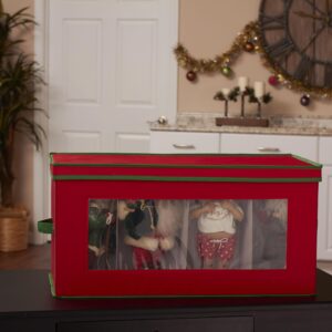 Household Essentials 554RED Holiday Vision Storage Box Chest, 8-Piece Figurine, Red & Green