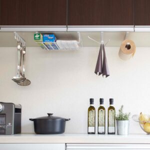 Yamazaki Tower Under Shelf Storage Rack – Hanging Kitchen Holder & Organizer, 約W15.5×D26×H9.5cm, White