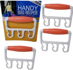 grocery bags ergonomic handle | carrier helper grip multiple shopping bag 3 each holder ( 4 pack)