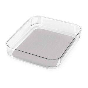 madesmart Bin - 9.75 x 7.75 in | Light Grey | Clear Soft Grip Collection | Soft-grip Lining | Non-slip Feet | BPA Free