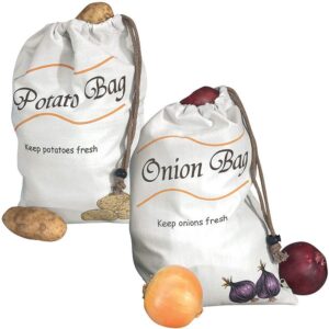 sapeal potato & onion sprout-free vegetable storage bags - white (pack of 2)